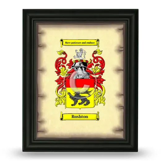 Rushton Coat of Arms Framed - Black
