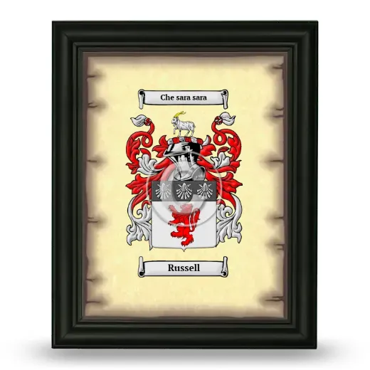 Russell Coat of Arms Framed - Black