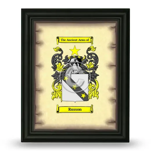 Russon Coat of Arms Framed - Black
