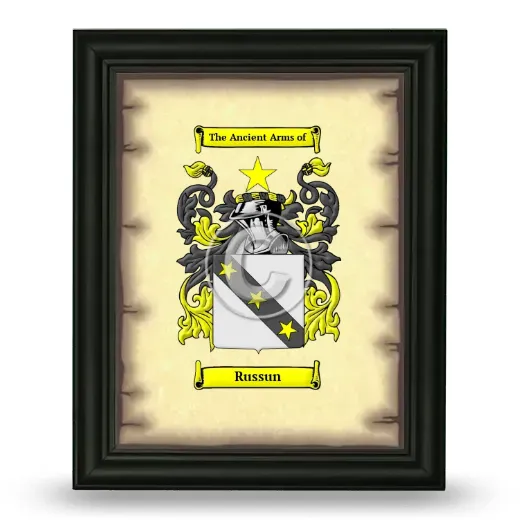 Russun Coat of Arms Framed - Black