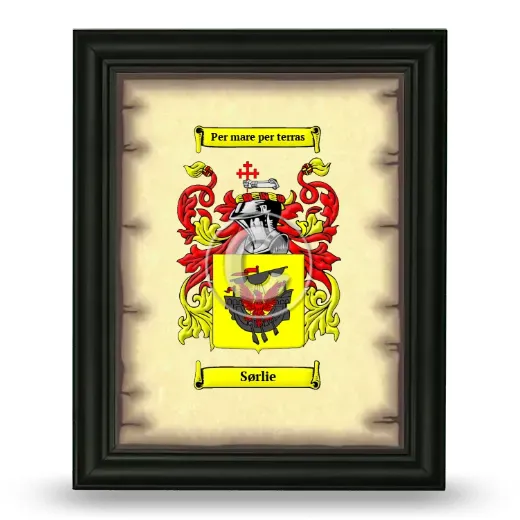 Sørlie Coat of Arms Framed - Black