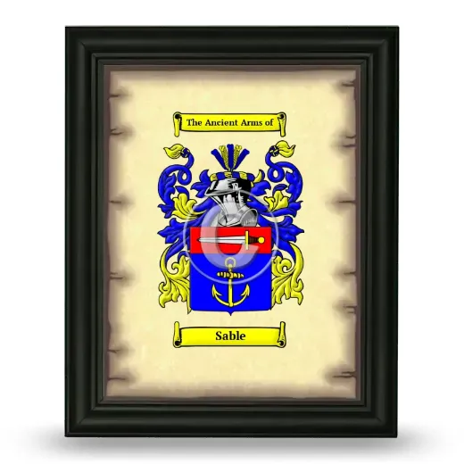 Sable Coat of Arms Framed - Black