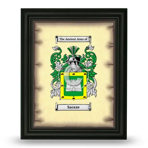 Sacaze Coat of Arms Framed - Black