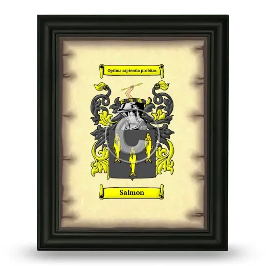 Salmon Coat of Arms Framed - Black
