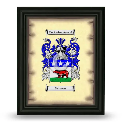 Salmon Coat of Arms Framed - Black