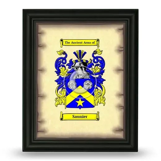 Saunier Coat of Arms Framed - Black