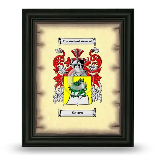 Sauro Coat of Arms Framed - Black