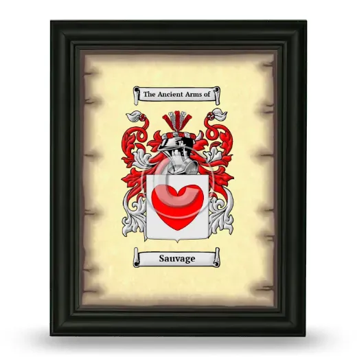 Sauvage Coat of Arms Framed - Black