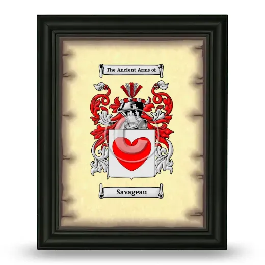 Savageau Coat of Arms Framed - Black