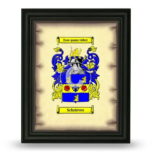 Schrieves Coat of Arms Framed - Black
