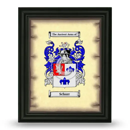 Schurr Coat of Arms Framed - Black