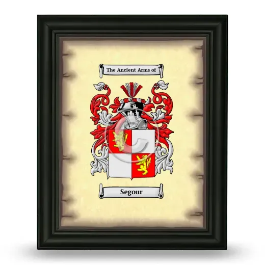 Segour Coat of Arms Framed - Black