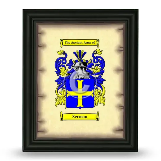 Serreau Coat of Arms Framed - Black
