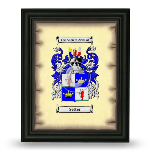 Setter Coat of Arms Framed - Black
