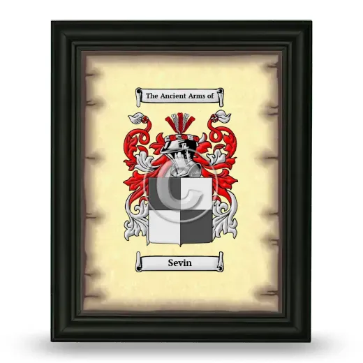 Sevin Coat of Arms Framed - Black