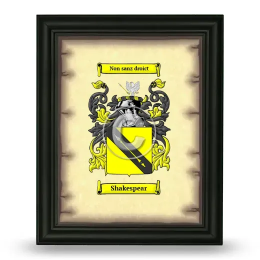 Shakespear Coat of Arms Framed - Black