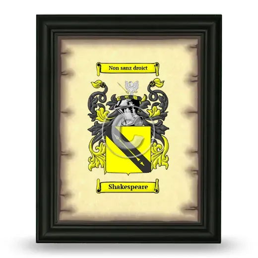 Shakespeare Coat of Arms Framed - Black
