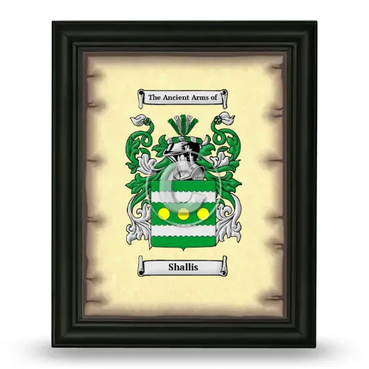 Shallis Coat of Arms Framed - Black