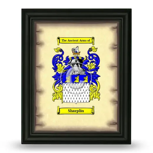 Sharplin Coat of Arms Framed - Black