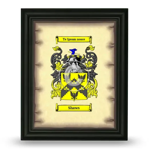Shaws Coat of Arms Framed - Black