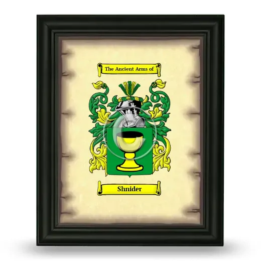 Shnider Coat of Arms Framed - Black