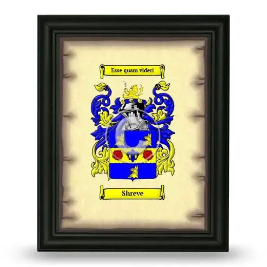 Shreve Coat of Arms Framed - Black
