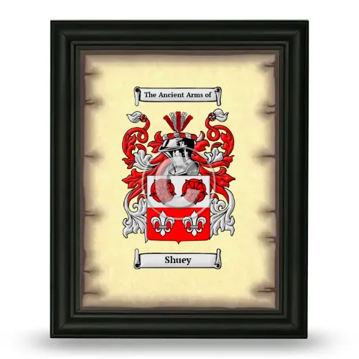 Shuey Coat of Arms Framed - Black