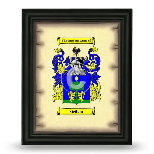Sicilian Coat of Arms Framed - Black