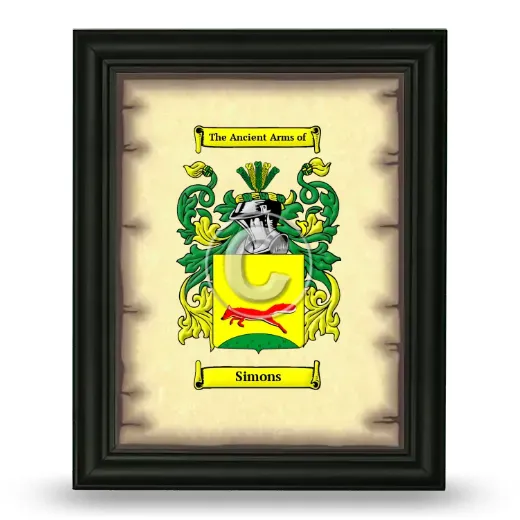 Simons Coat of Arms Framed - Black