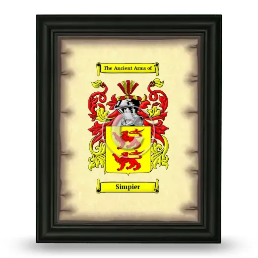 Simpier Coat of Arms Framed - Black