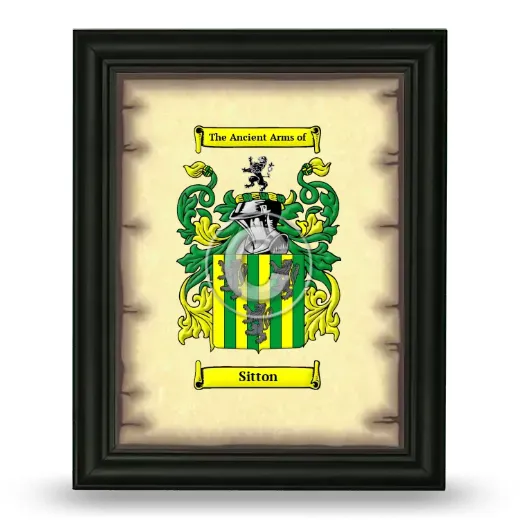 Sitton Coat of Arms Framed - Black