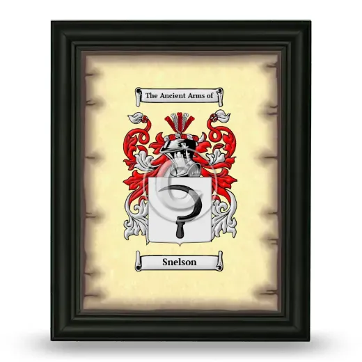 Snelson Coat of Arms Framed - Black