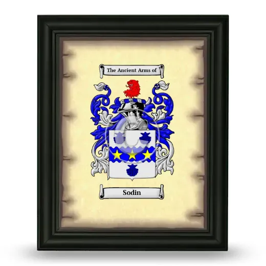 Sodin Coat of Arms Framed - Black