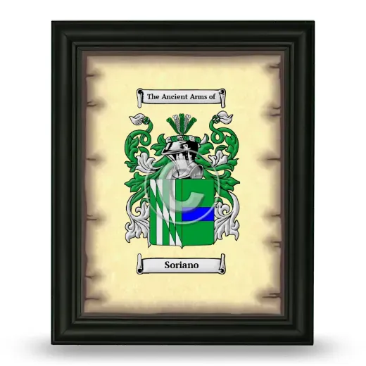 Soriano Coat of Arms Framed - Black