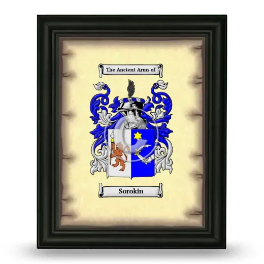 Sorokin Coat of Arms Framed - Black