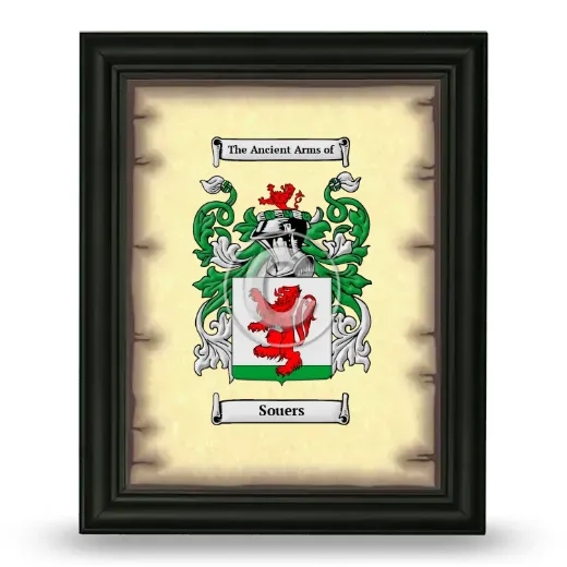 Souers Coat of Arms Framed - Black
