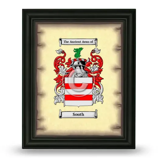 South Coat of Arms Framed - Black