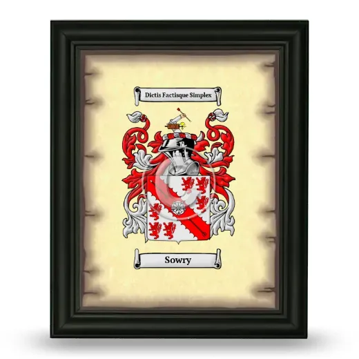 Sowry Coat of Arms Framed - Black