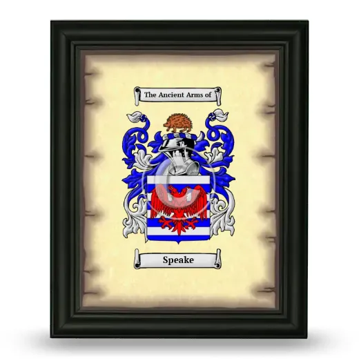 Speake Coat of Arms Framed - Black