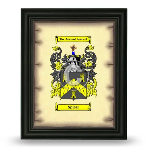 Spicer Coat of Arms Framed - Black
