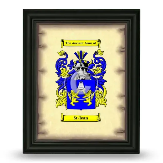 St-Jean Coat of Arms Framed - Black