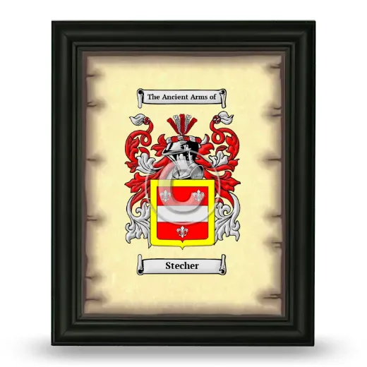 Stecher Coat of Arms Framed - Black