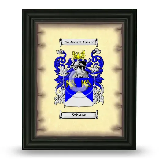 Stivens Coat of Arms Framed - Black