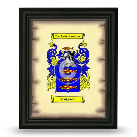 Sturgeon Coat of Arms Framed - Black