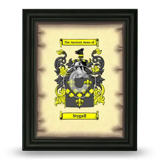 Stygall Coat of Arms Framed - Black