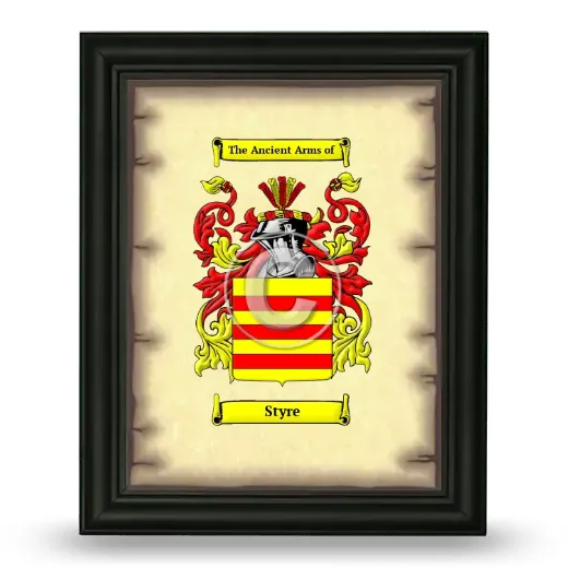 Styre Coat of Arms Framed - Black