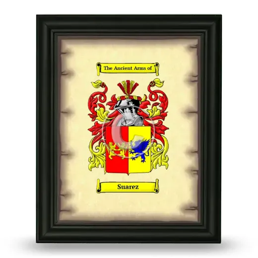 Suarez Coat of Arms Framed - Black