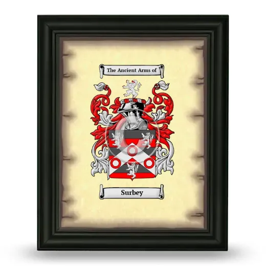 Surbey Coat of Arms Framed - Black