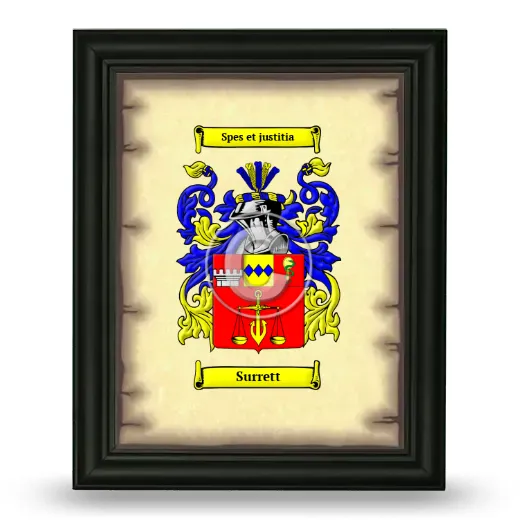 Surrett Coat of Arms Framed - Black
