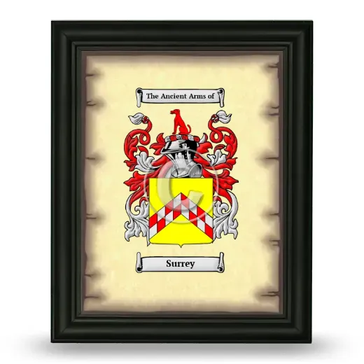 Surrey Coat of Arms Framed - Black